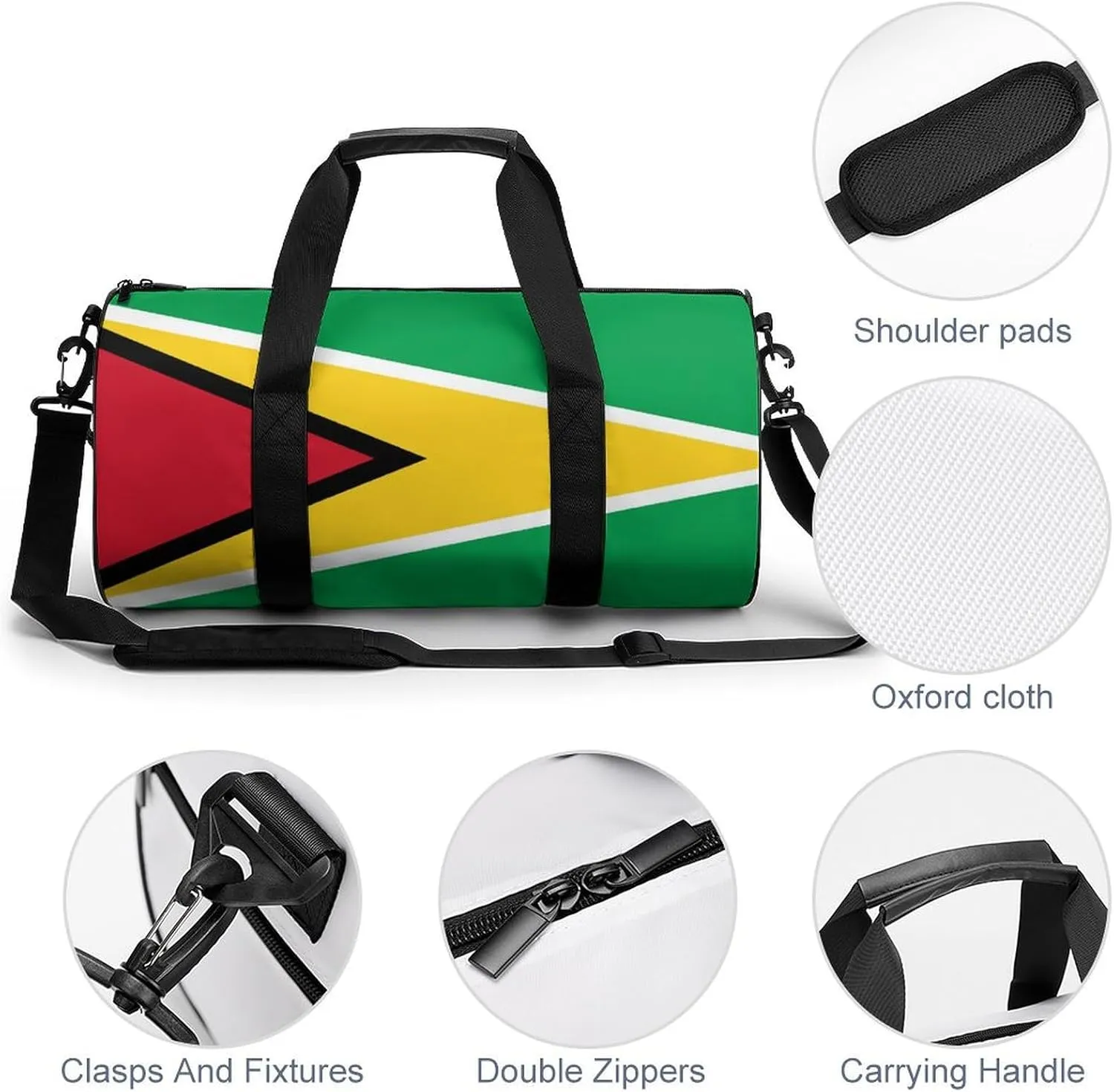 Guyana Flag Large Capacity Gym Bag for Women Men with Wet Pocket Travel Duffel