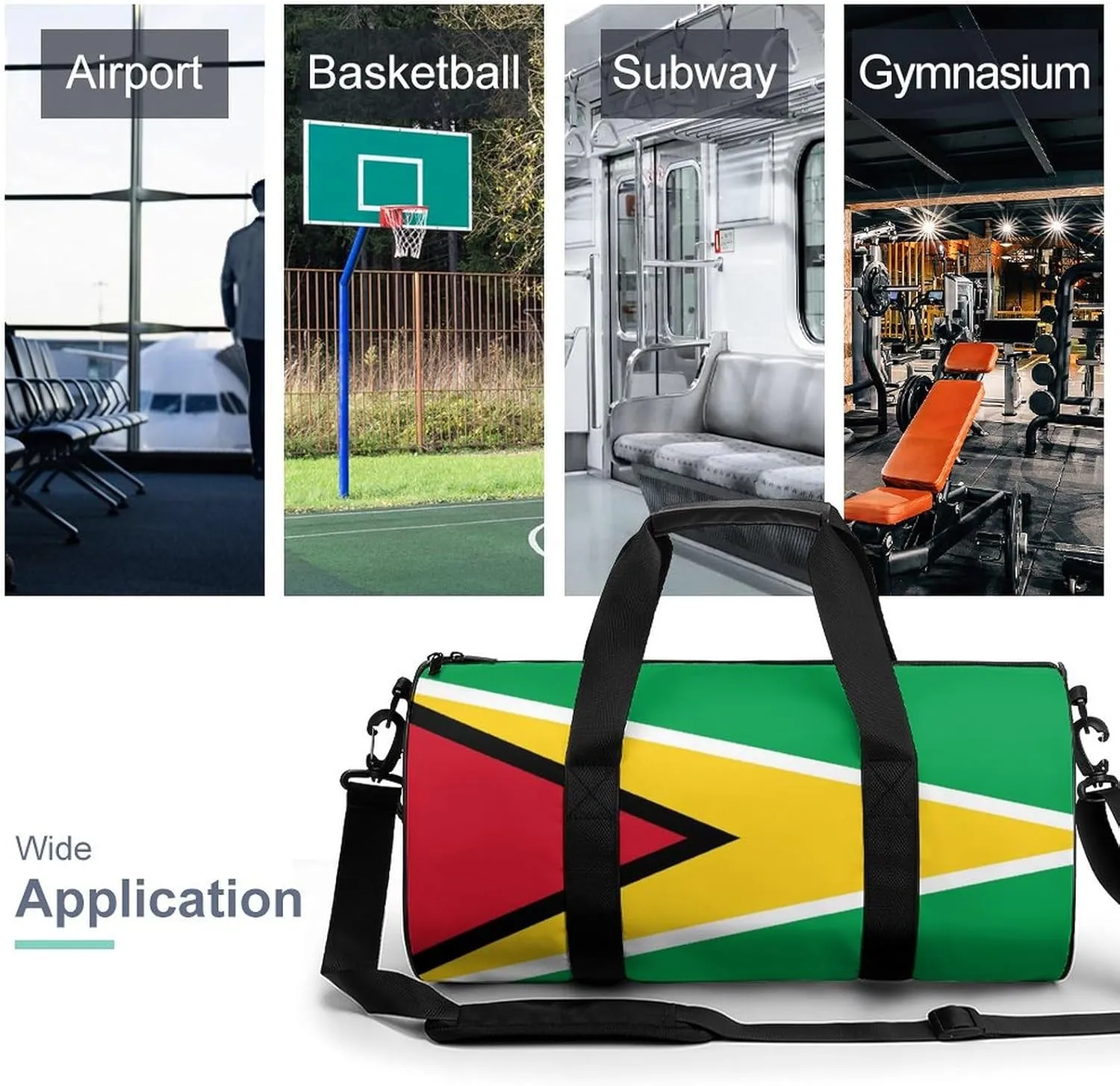 Guyana Flag Large Capacity Gym Bag for Women Men with Wet Pocket Travel Duffel
