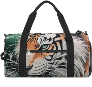 Gym Bag A Hand Drawn Tiger Duffel Bag for Men Women Overnight Bag with Shoe Compartment Workout Bags