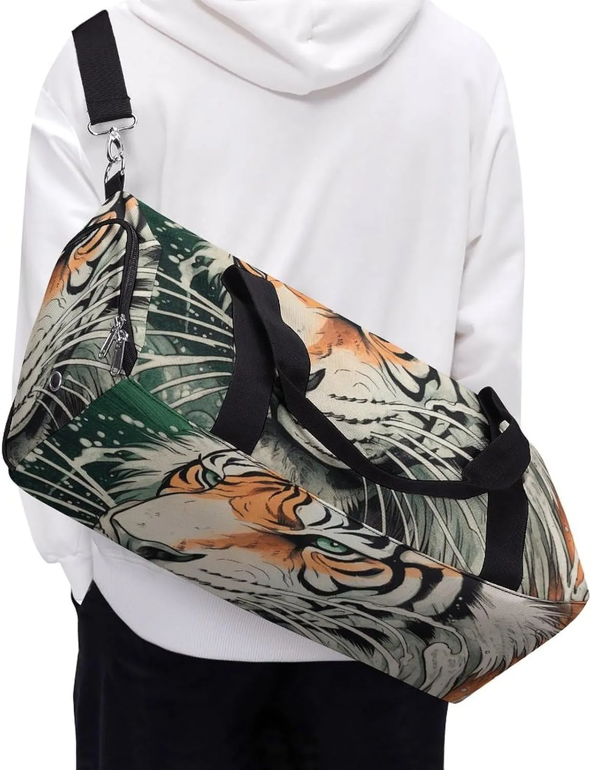 Gym Bag A Hand Drawn Tiger Duffel Bag for Men Women Overnight Bag with Shoe Compartment Workout Bags