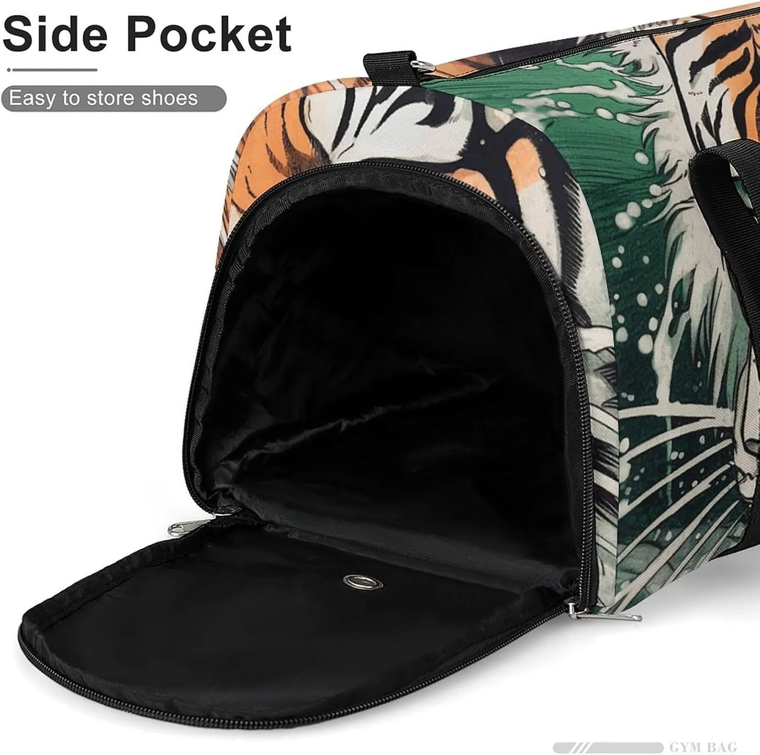 Gym Bag A Hand Drawn Tiger Duffel Bag for Men Women Overnight Bag with Shoe Compartment Workout Bags