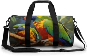 Gym Bag Bird Parrot Painting Duffel Bag for Men Women Overnight Bag with Shoe Compartment Workout Bags