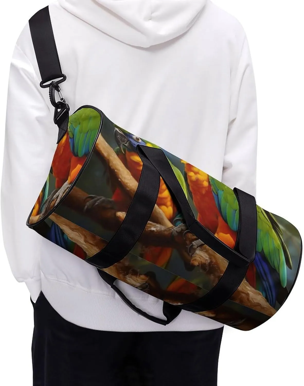 Gym Bag Bird Parrot Painting Duffel Bag for Men Women Overnight Bag with Shoe Compartment Workout Bags