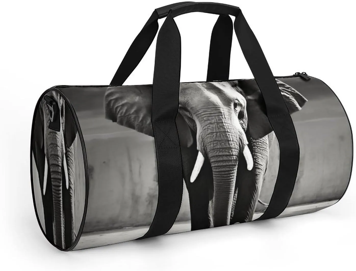 Gym Bag Black And White Elephant Duffel Bag for Men Women Overnight Bag with Shoe Compartment Workout Bags