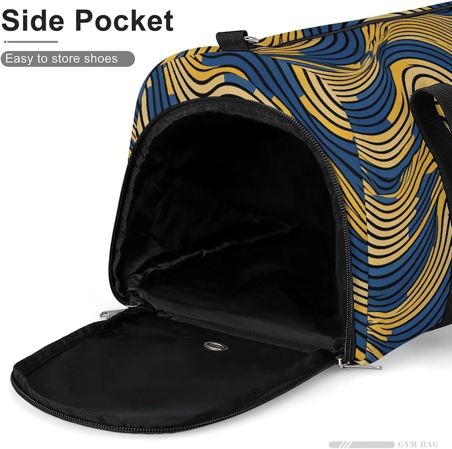 Gym Bag Blue And Yellow Pattern Duffel Bag for Men Women Overnight Bag with Shoe Compartment Workout Bags