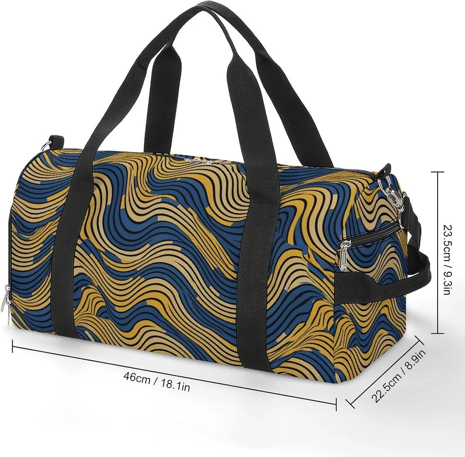 Gym Bag Blue And Yellow Pattern Duffel Bag for Men Women Overnight Bag with Shoe Compartment Workout Bags