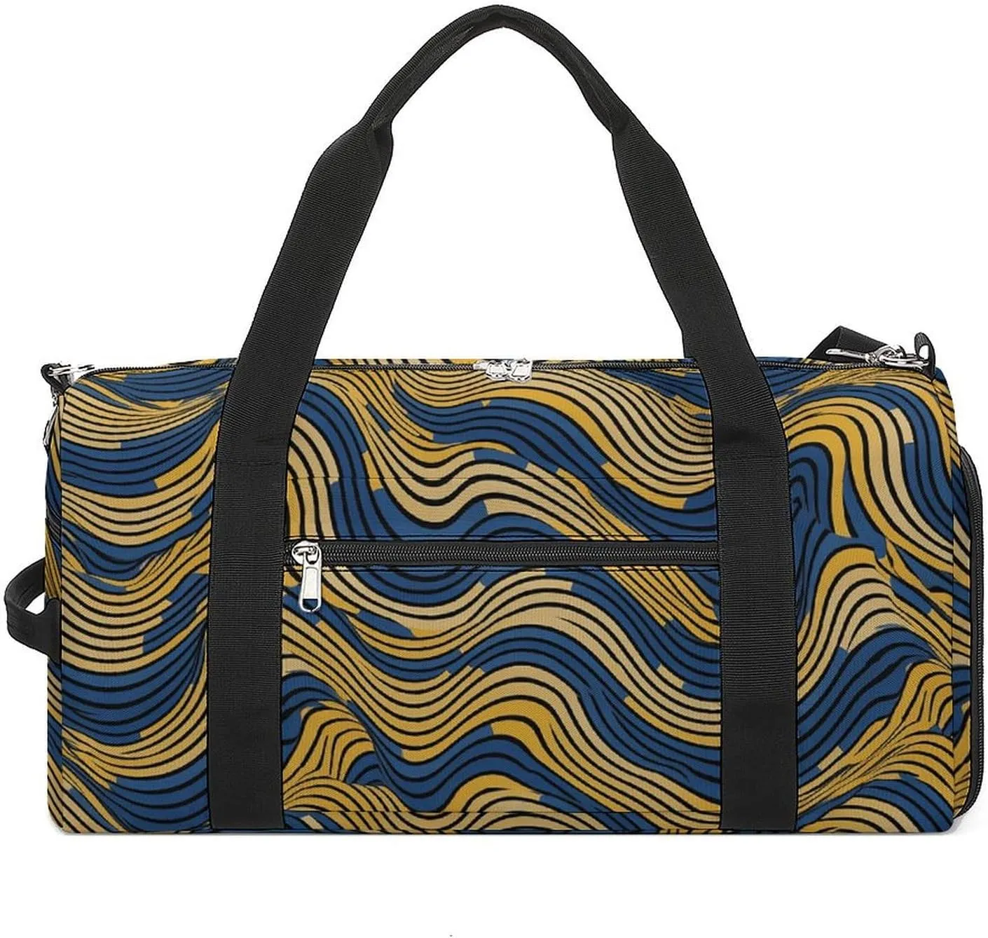 Gym Bag Blue And Yellow Pattern Duffel Bag for Men Women Overnight Bag with Shoe Compartment Workout Bags