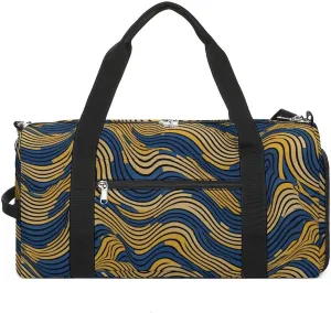 Gym Bag Blue And Yellow Pattern Duffel Bag for Men Women Overnight Bag with Shoe Compartment Workout Bags