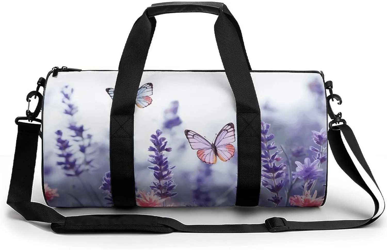 Gym Bag Butterflies And Flowers Duffel Bag for Men Women Overnight Bag with Shoe Compartment Workout Bags