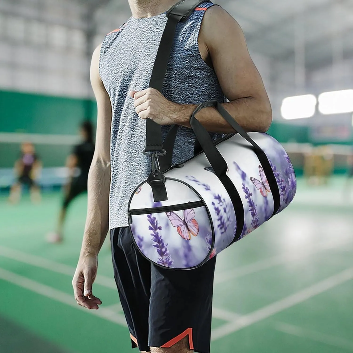 Gym Bag Butterflies And Flowers Duffel Bag for Men Women Overnight Bag with Shoe Compartment Workout Bags