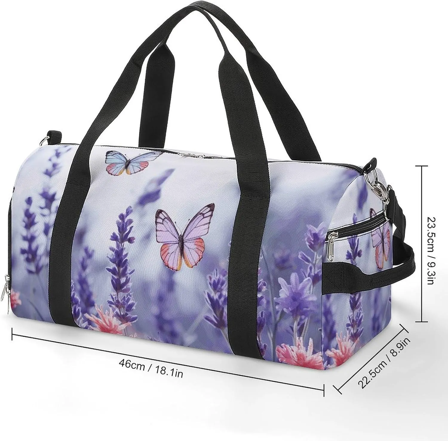 Gym Bag Butterflies And Flowers Duffel Bag for Men Women Overnight Bag with Shoe Compartment Workout Bags