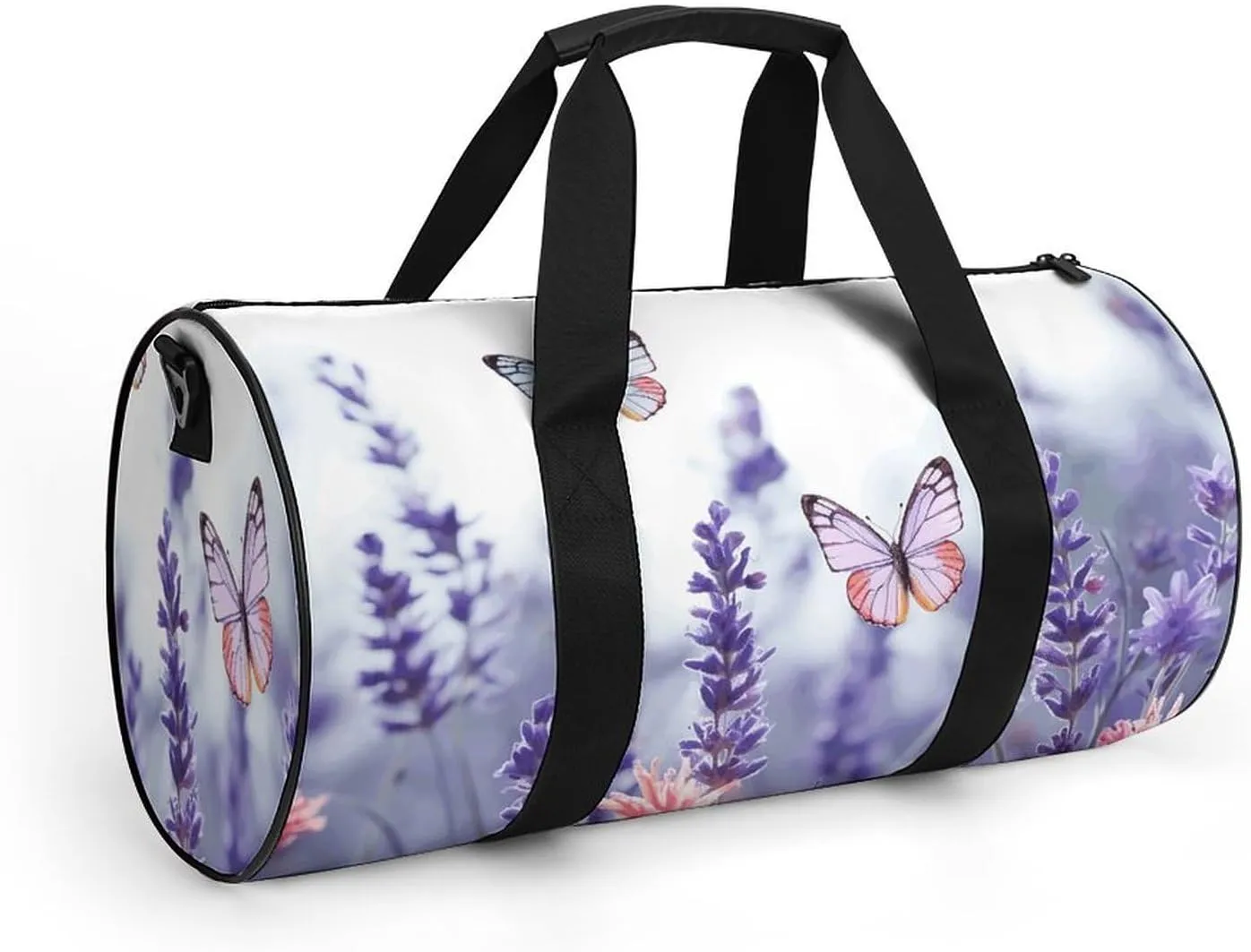 Gym Bag Butterflies And Flowers Duffel Bag for Men Women Overnight Bag with Shoe Compartment Workout Bags