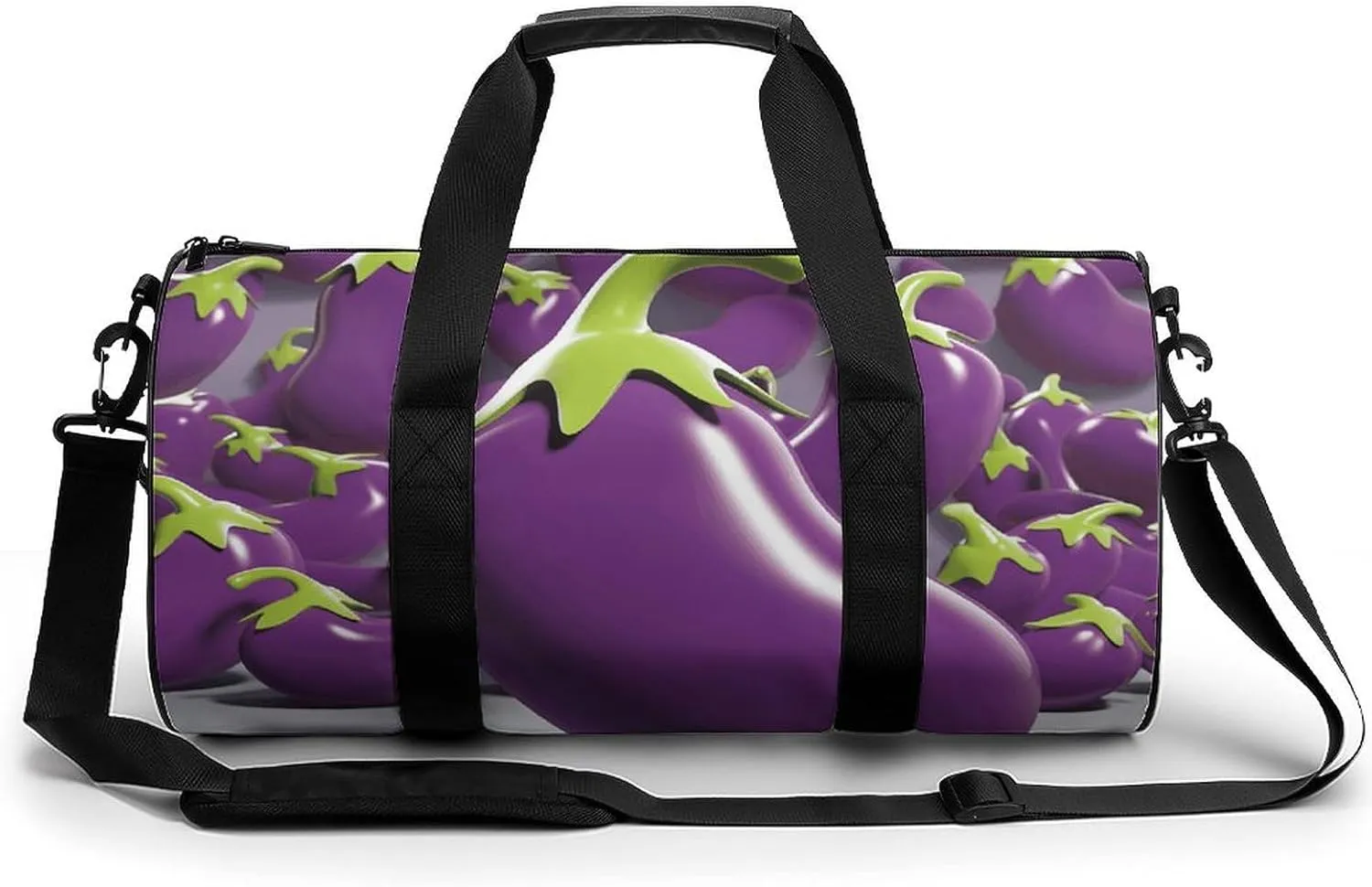 Gym Bag Cartoon Eggplant Duffel Bag for Men Women Overnight Bag with Shoe Compartment Workout Bags