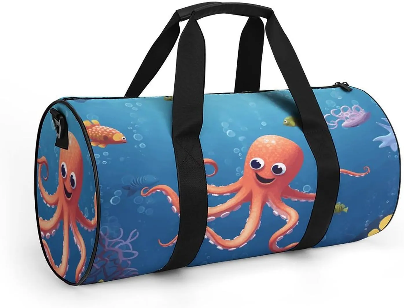 Gym Bag Cartoon Octopus Fish Duffel Bag for Men Women Overnight Bag with Shoe Compartment Workout Bags