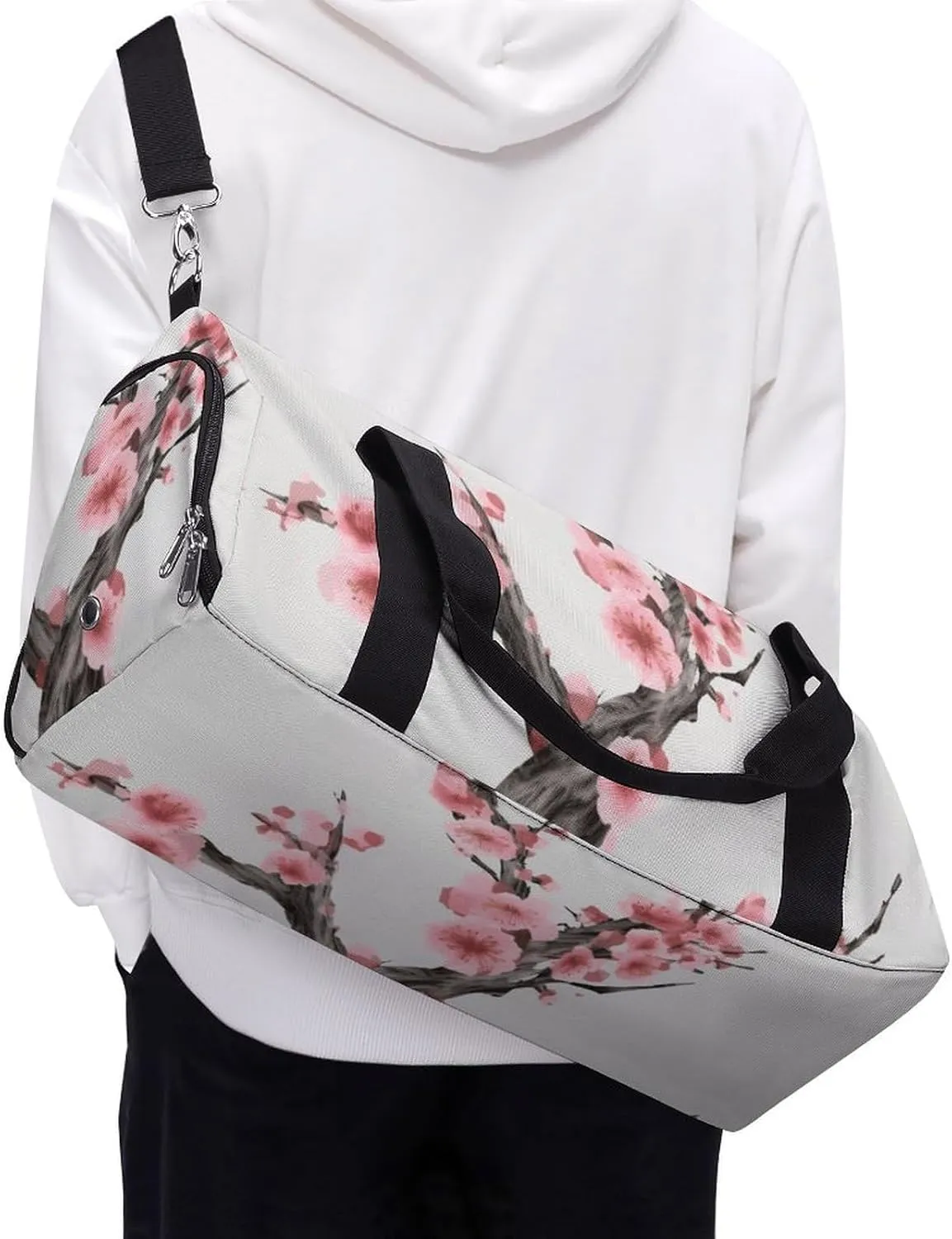 Gym Bag Cherry Blossom Tree Branch Duffel Bag for Men Women Overnight Bag with Shoe Compartment Workout Bags