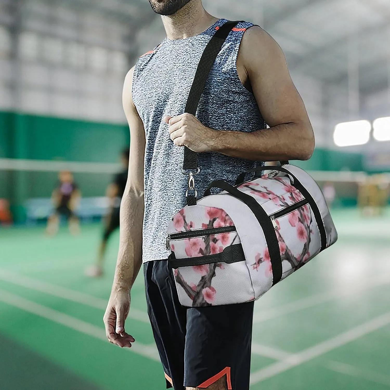 Gym Bag Cherry Blossom Tree Branch Duffel Bag for Men Women Overnight Bag with Shoe Compartment Workout Bags