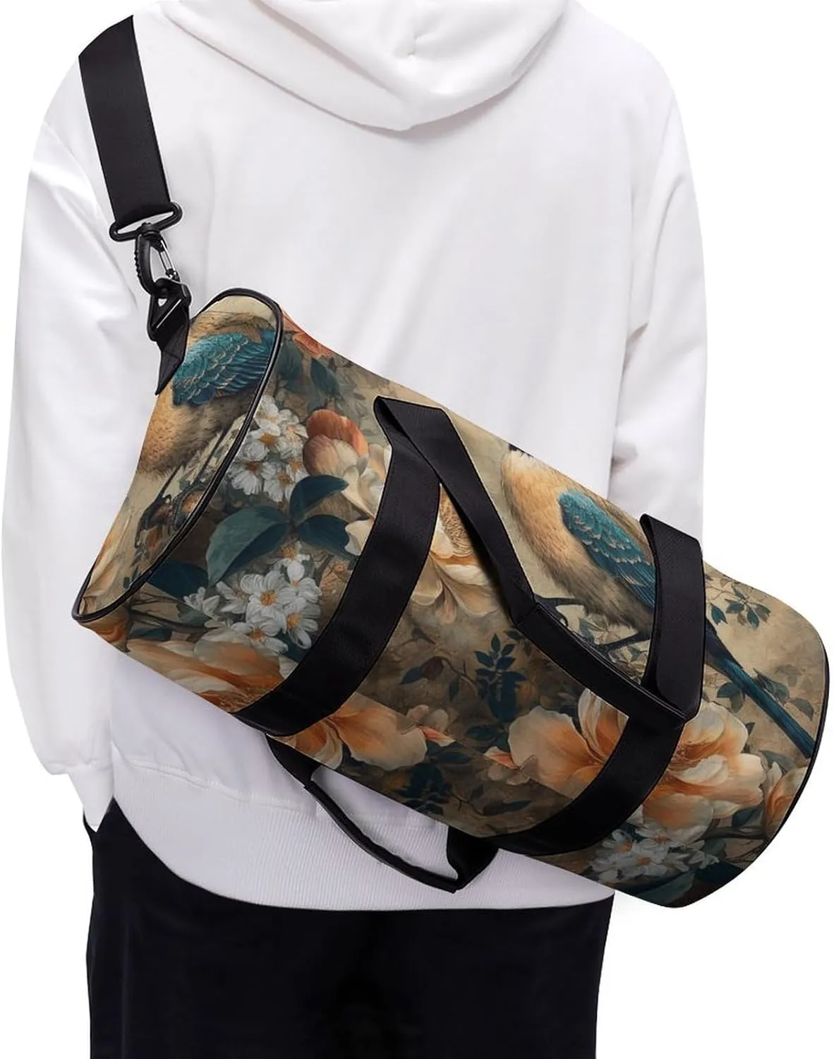 Gym Bag Classical Pattern Flowers Duffel Bag for Men Women Overnight Bag with Shoe Compartment Workout Bags