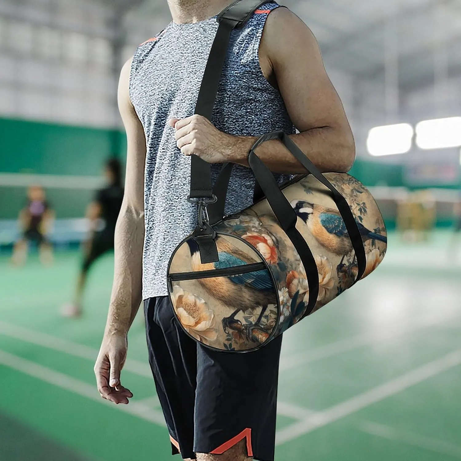 Gym Bag Classical Pattern Flowers Duffel Bag for Men Women Overnight Bag with Shoe Compartment Workout Bags