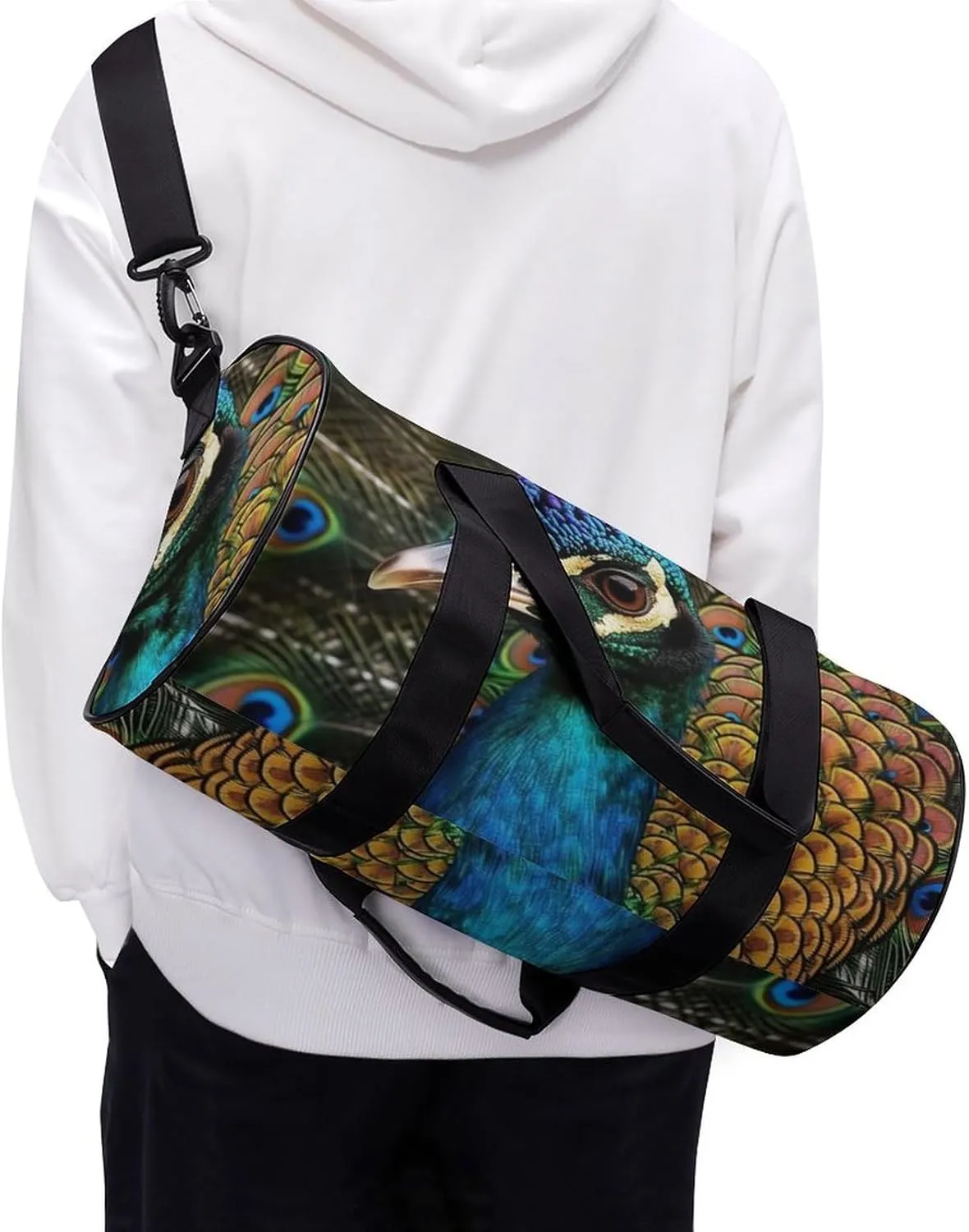 Gym Bag Colored Peacock Duffel Bag for Men Women Overnight Bag with Shoe Compartment Workout Bags