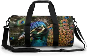 Gym Bag Colored Peacock Duffel Bag for Men Women Overnight Bag with Shoe Compartment Workout Bags
