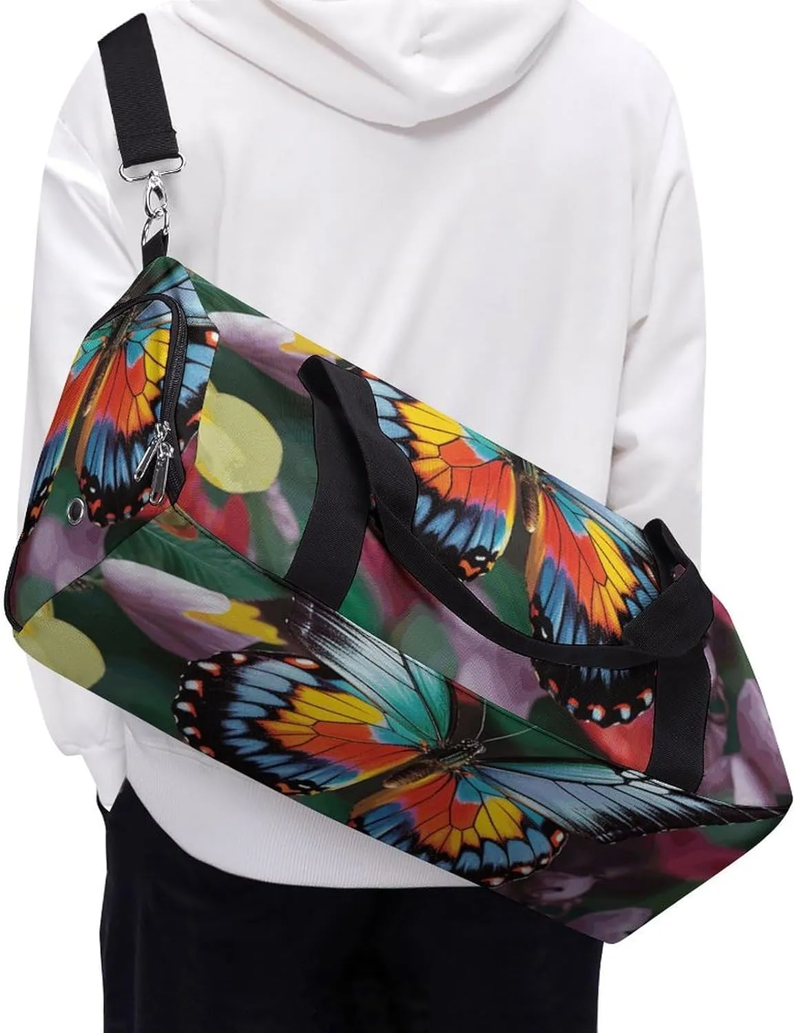 Gym Bag Colorful Butterfly Duffel Bag for Men Women Overnight Bag with Shoe Compartment Workout Bags