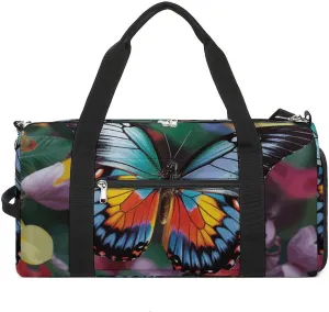 Gym Bag Colorful Butterfly Duffel Bag for Men Women Overnight Bag with Shoe Compartment Workout Bags