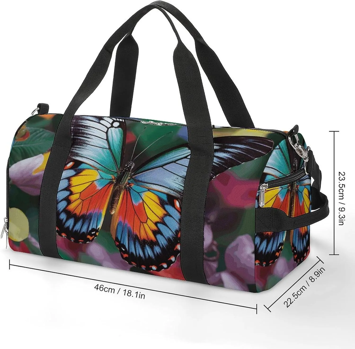 Gym Bag Colorful Butterfly Duffel Bag for Men Women Overnight Bag with Shoe Compartment Workout Bags