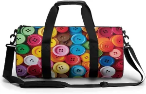 Gym Bag Colorful Buttons Duffel Bag for Men Women Overnight Bag with Shoe Compartment Workout Bags