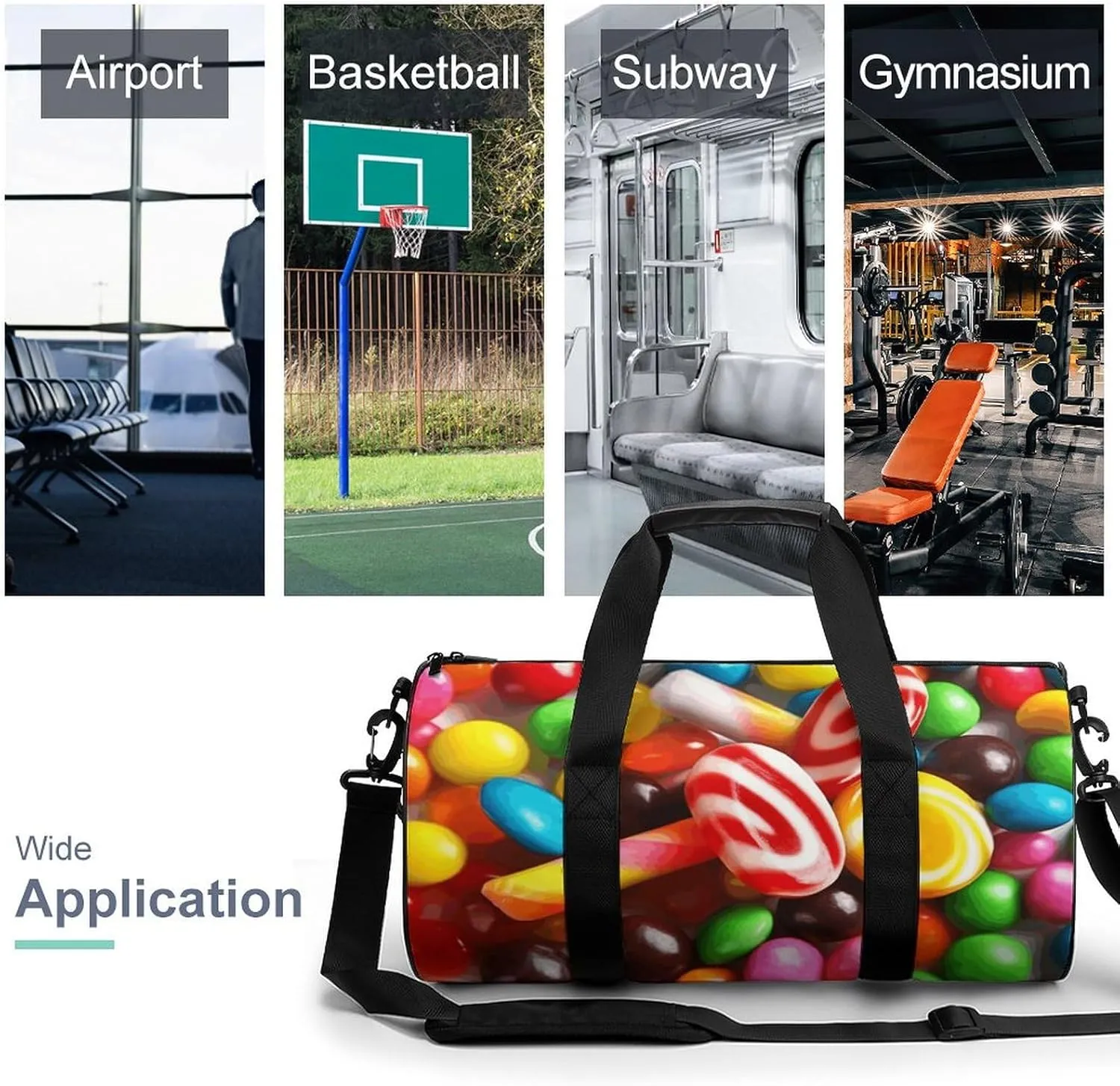 Gym Bag Colorful Candy Duffel Bag for Men Women Overnight Bag with Shoe Compartment Workout Bags