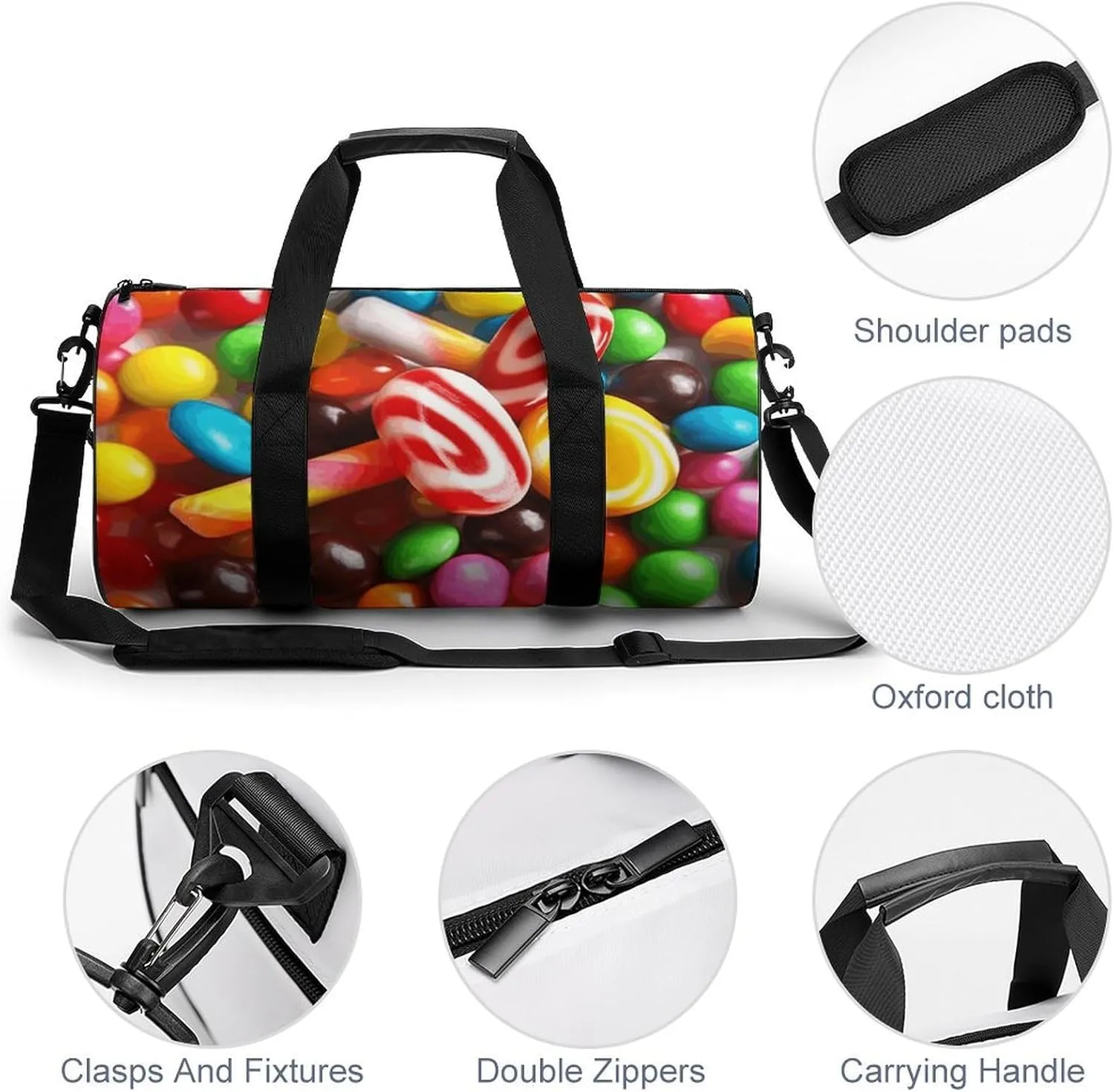 Gym Bag Colorful Candy Duffel Bag for Men Women Overnight Bag with Shoe Compartment Workout Bags
