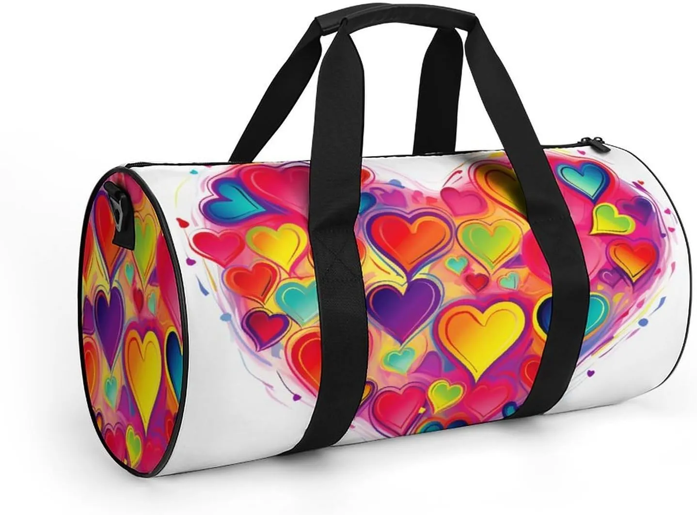 Gym Bag Colourful Heart Duffel Bag for Men Women Overnight Bag with Shoe Compartment Workout Bags