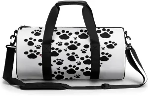 Gym Bag Dog Paw Print Love Heart Duffel Bag for Men Women Overnight Bag with Shoe Compartment Workout Bags