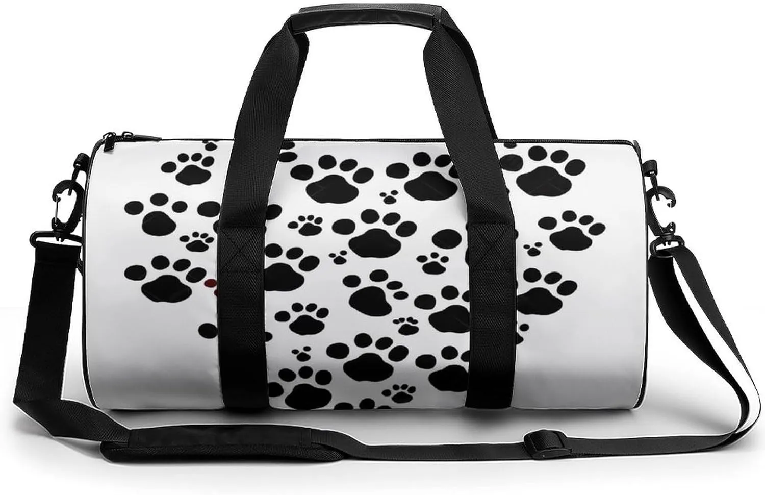 Gym Bag Dog Paw Print Love Heart Duffel Bag for Men Women Overnight Bag with Shoe Compartment Workout Bags