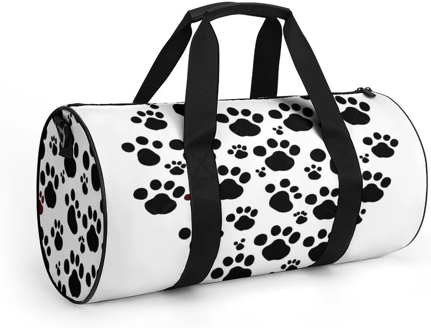 Gym Bag Dog Paw Print Love Heart Duffel Bag for Men Women Overnight Bag with Shoe Compartment Workout Bags