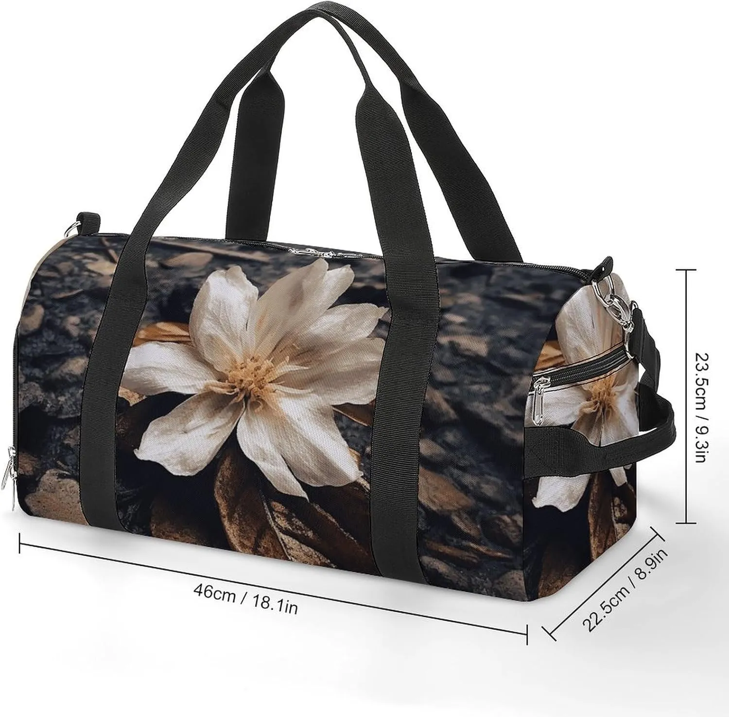 Gym Bag Flowers Falling on The Ground Duffel Bag for Men Women Overnight Bag with Shoe Compartment Workout Bags