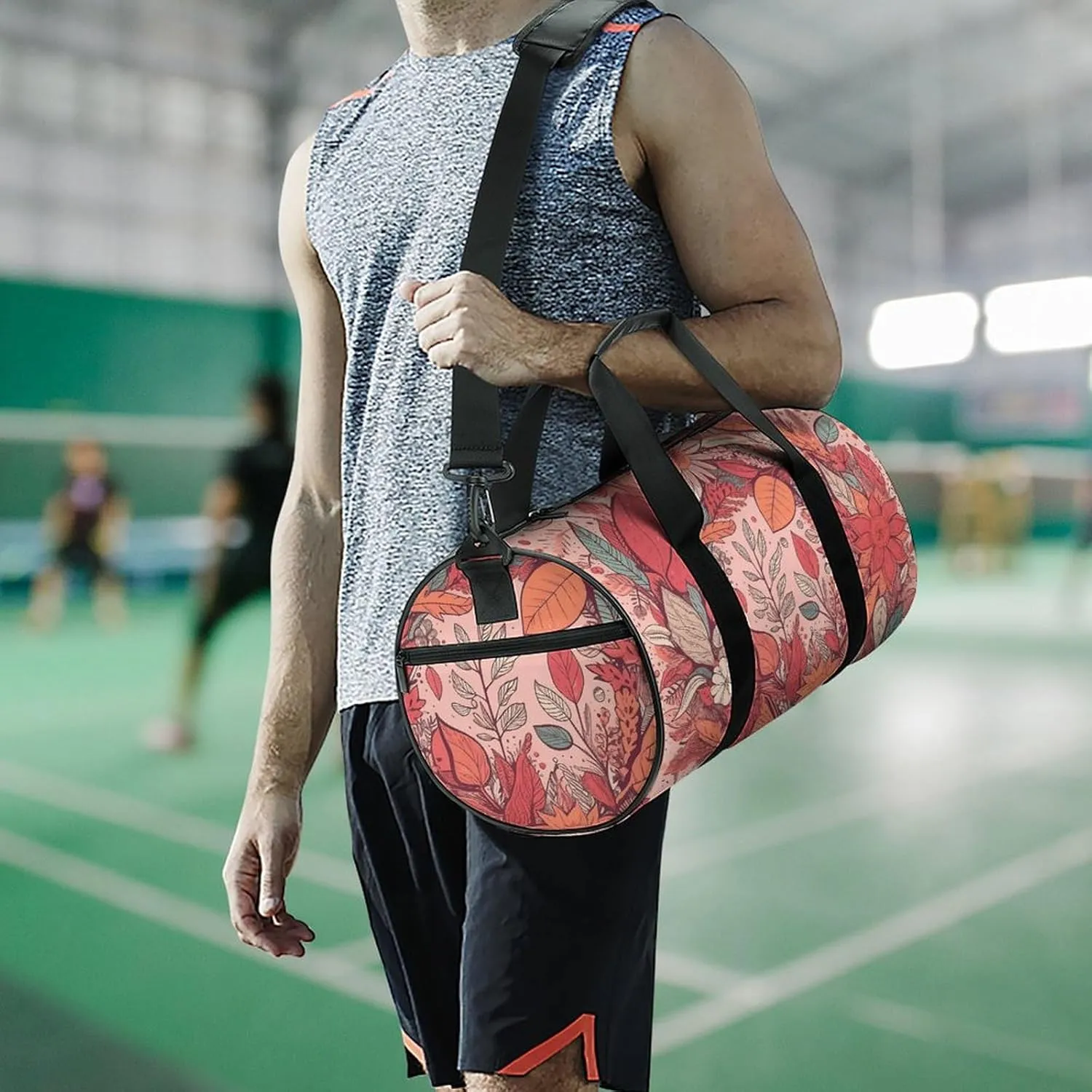 Gym Bag Garland And Leaves Duffel Bag for Men Women Overnight Bag with Shoe Compartment Workout Bags