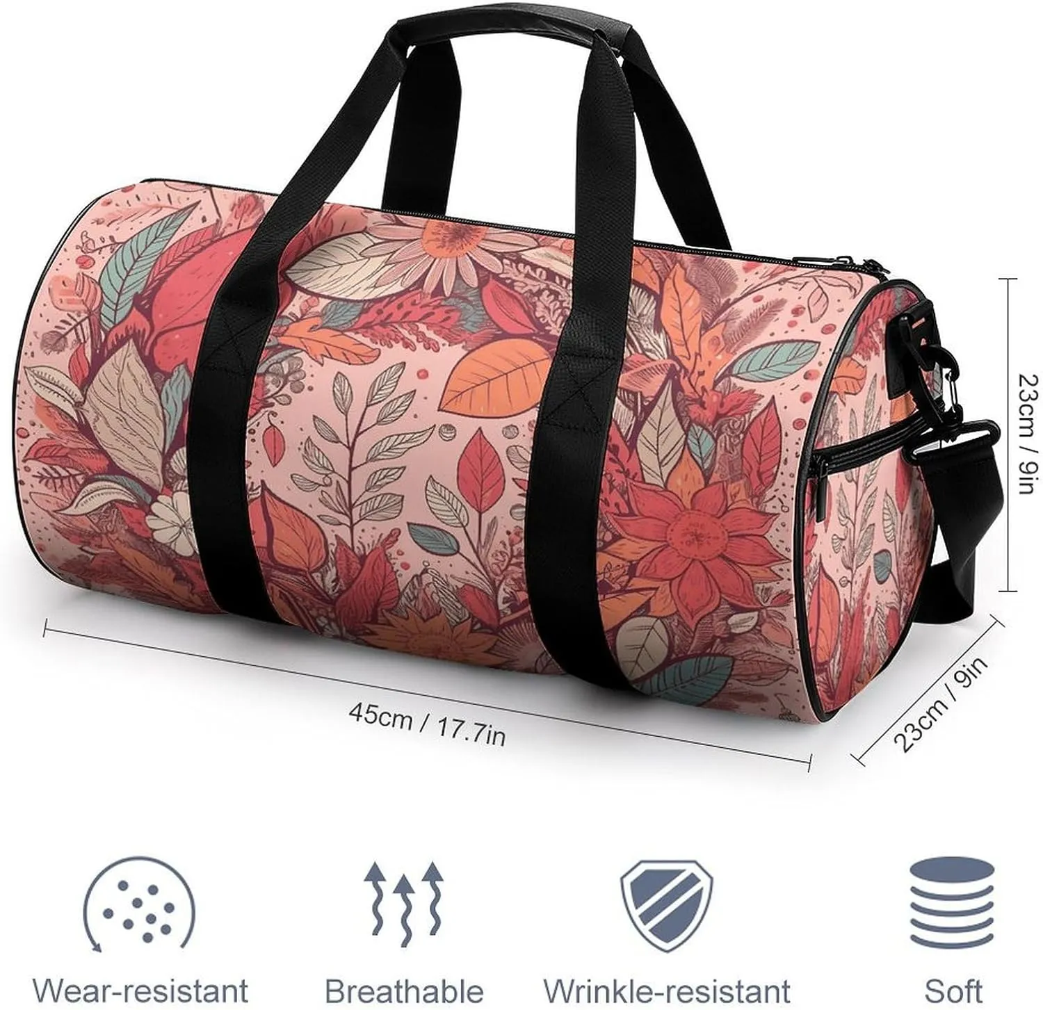 Gym Bag Garland And Leaves Duffel Bag for Men Women Overnight Bag with Shoe Compartment Workout Bags