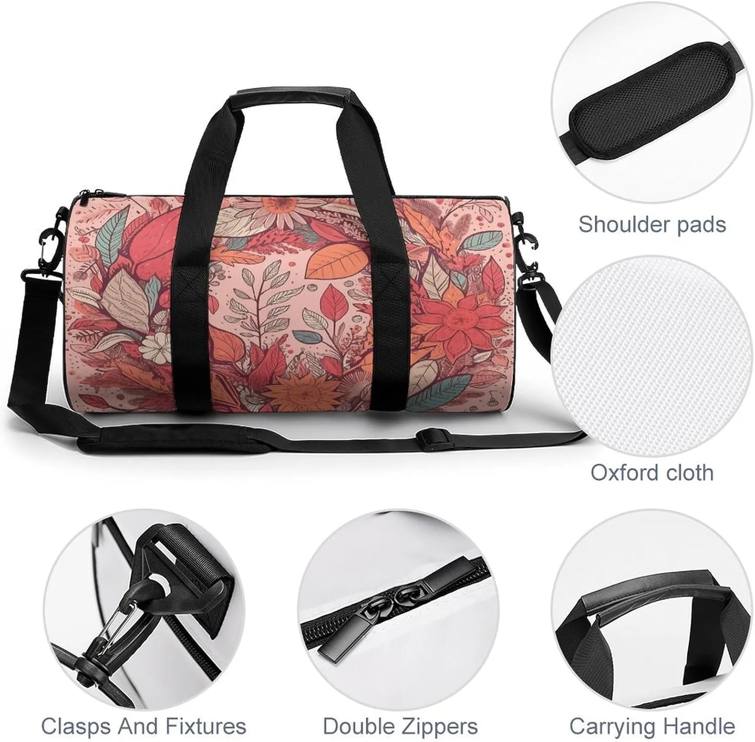 Gym Bag Garland And Leaves Duffel Bag for Men Women Overnight Bag with Shoe Compartment Workout Bags