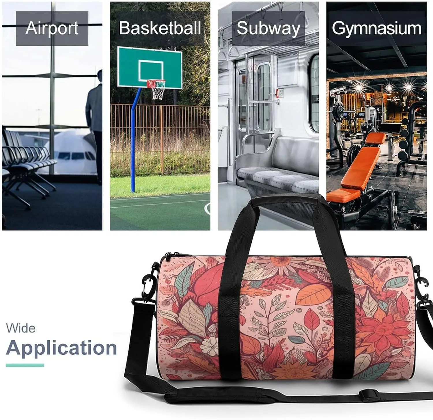 Gym Bag Garland And Leaves Duffel Bag for Men Women Overnight Bag with Shoe Compartment Workout Bags