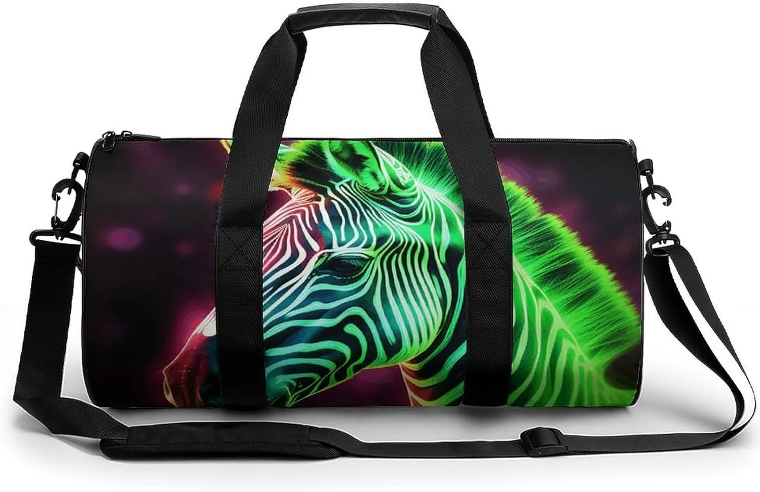 Gym Bag Glowing Zebra Duffel Bag for Men Women Overnight Bag with Shoe Compartment Workout Bags