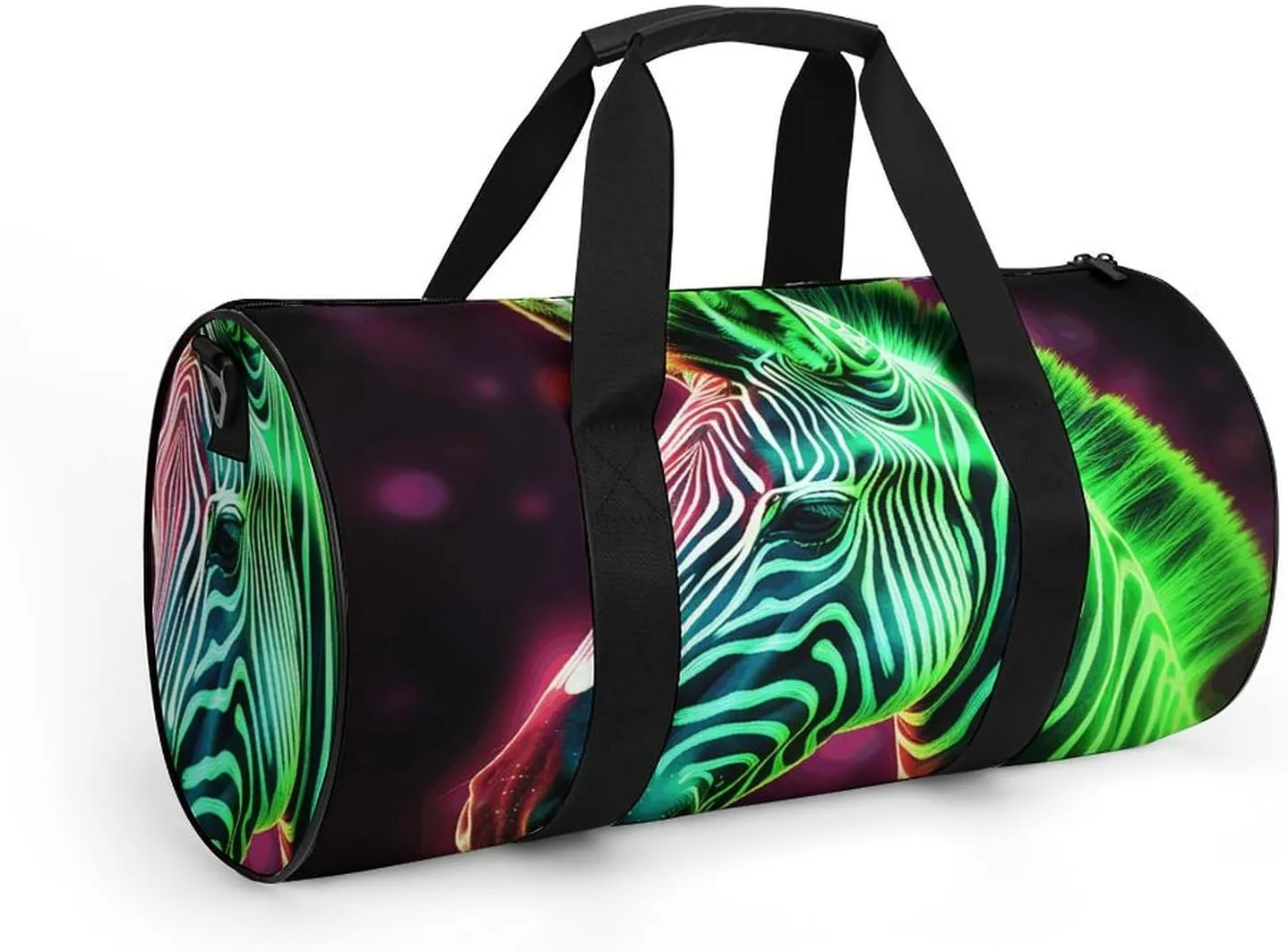 Gym Bag Glowing Zebra Duffel Bag for Men Women Overnight Bag with Shoe Compartment Workout Bags