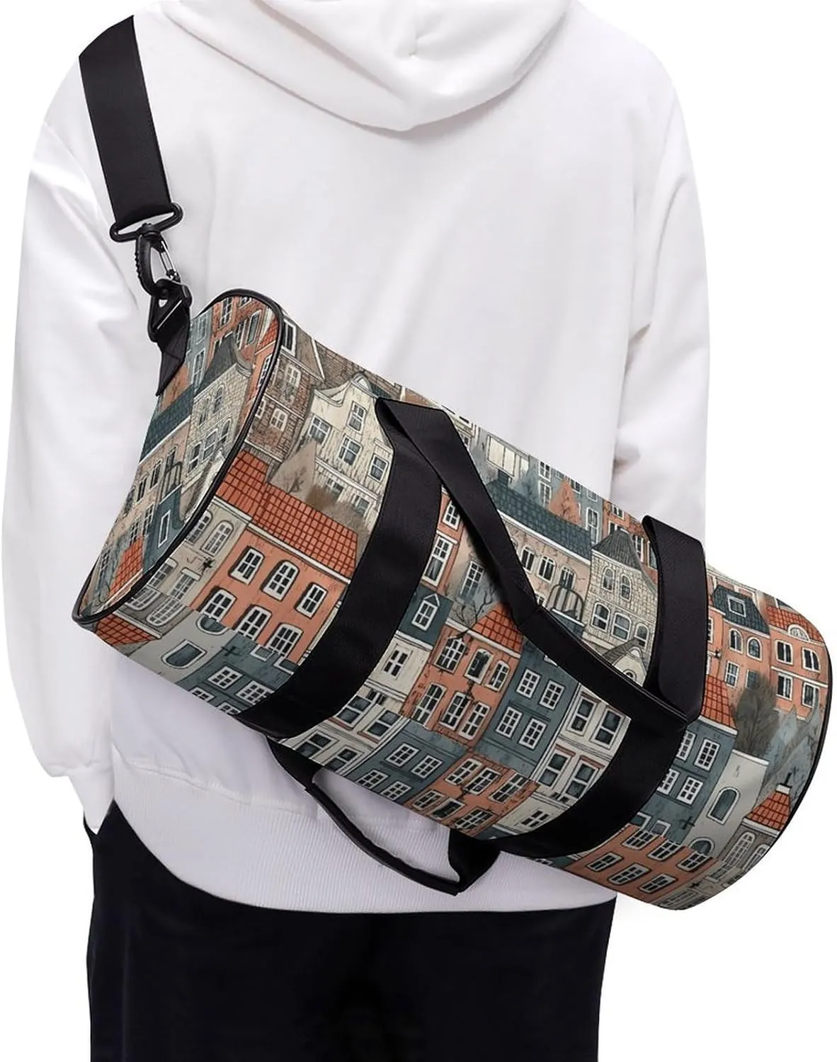 Gym Bag House Pattern Duffel Bag for Men Women Overnight Bag with Shoe Compartment Workout Bags