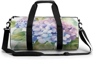 Gym Bag Hydrangea Watercolor Duffel Bag for Men Women Overnight Bag with Shoe Compartment Workout Bags
