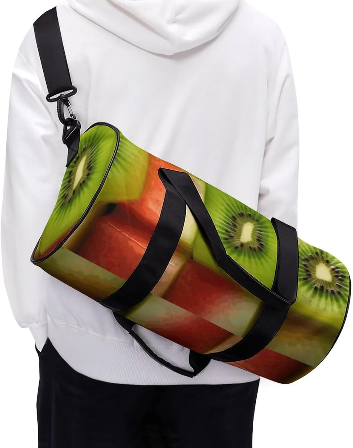 Gym Bag Kiwi Watermelon Duffel Bag for Men Women Overnight Bag with Shoe Compartment Workout Bags