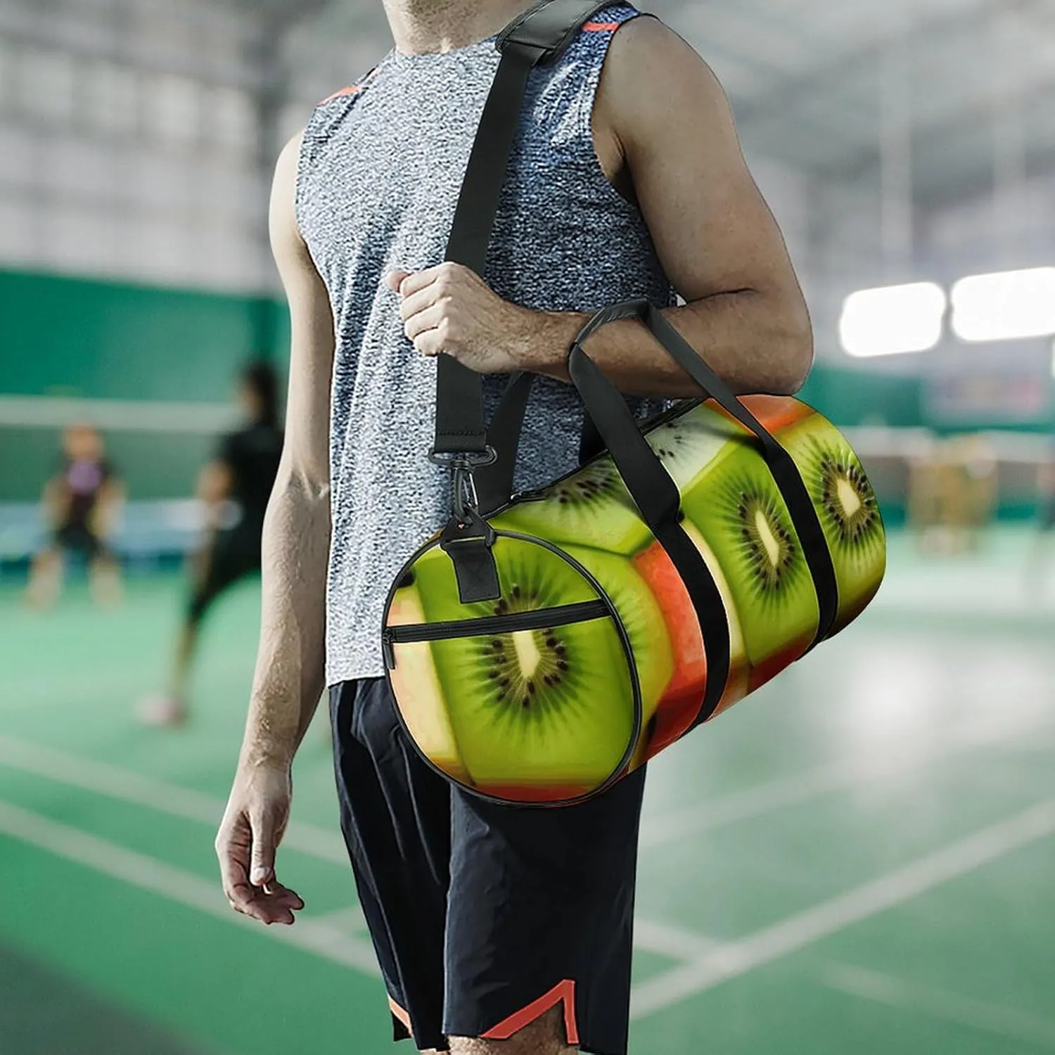 Gym Bag Kiwi Watermelon Duffel Bag for Men Women Overnight Bag with Shoe Compartment Workout Bags