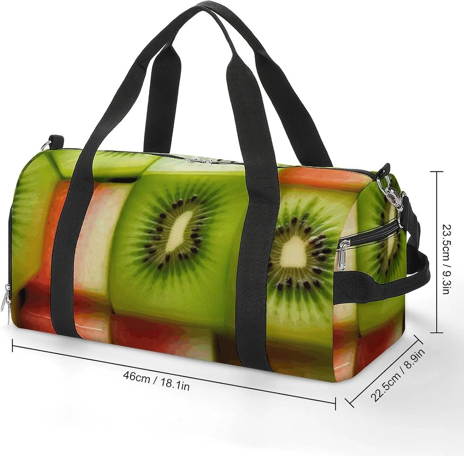 Gym Bag Kiwi Watermelon Duffel Bag for Men Women Overnight Bag with Shoe Compartment Workout Bags