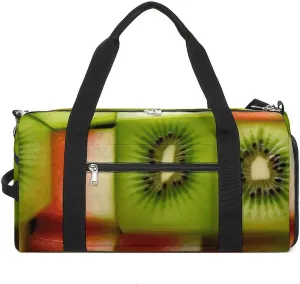 Gym Bag Kiwi Watermelon Duffel Bag for Men Women Overnight Bag with Shoe Compartment Workout Bags
