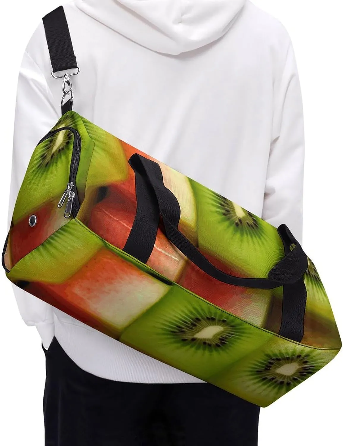 Gym Bag Kiwi Watermelon Duffel Bag for Men Women Overnight Bag with Shoe Compartment Workout Bags