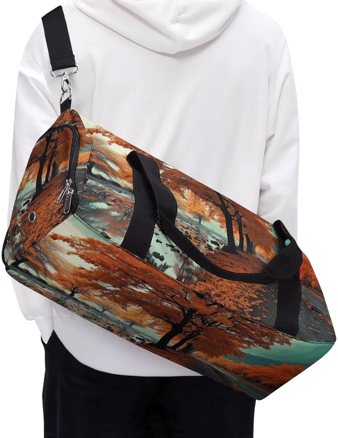 Gym Bag Maple Tree in Autumn Duffel Bag for Men Women Overnight Bag with Shoe Compartment Workout Bags