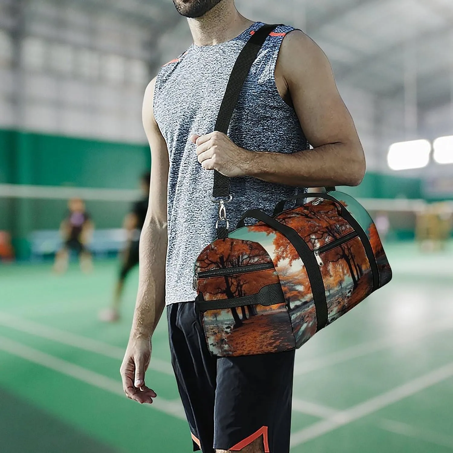 Gym Bag Maple Tree in Autumn Duffel Bag for Men Women Overnight Bag with Shoe Compartment Workout Bags